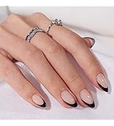 Stick On Nails French Tip - BTArtbox Short False Nails with Glue, 30 Pcs Almond Soft Gel Press on...