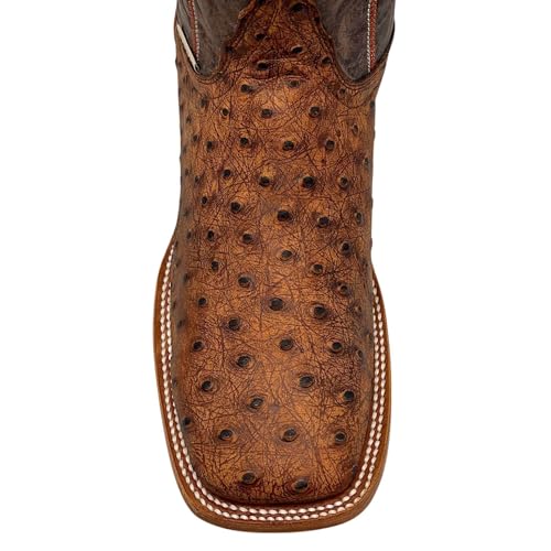 Image of Vaccari Men's Cooper Genuine Exotic Print Leather & NCAA League Embroidery Broad Square Toe Cowboy Boots