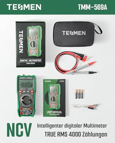 TESMEN TMM-569A Digital Multimeter TRMS 4000 Counts Ohmmeter Auto-Ranging Spannungsprüfer mit NCV...