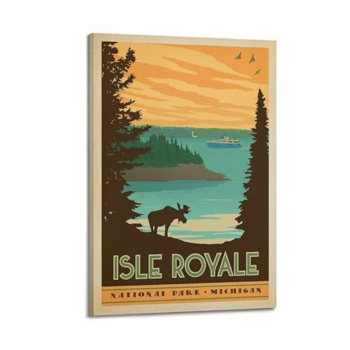 Poster vintage Isle Royale Park koanga pour déco murale chambre 60x90