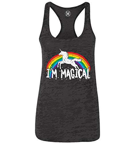 I'm Magical - Rainbow Unicorn Magic Ladies Racerback Tank Top (Black, XX-Large)
