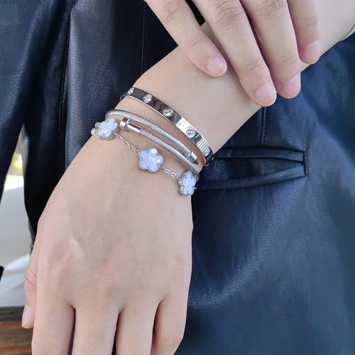 Gold Bracelets for Women 18K Gold Plated Love Friendship Bracelet With Cubic Zirconia Cuff Bangle Jewelry Set Witness the Gift of Love2