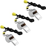 WONAPAD Whistle, Stainless Steel Sports Whistles with Lanyard, Loud Crisp Sound Whistles Great for Coaches, Referees, Teachers and Polices (3PCS)