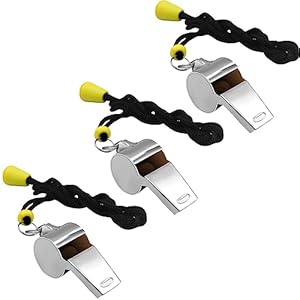 WONAPAD Whistle, Stainless Steel Sports Whistles with Lanyard, Loud Crisp Sound Whistles Great for Coaches, Referees, Teachers and Polices