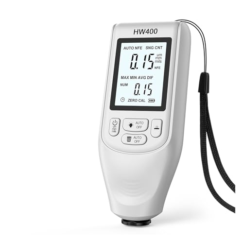 厚さ計 HW-400 LCDコーティング膜厚計 0.1ミクロン/0-2000μm 自動車用塗装膜厚計 手動塗装膜厚計 ポータブル耐久性(WHITE)