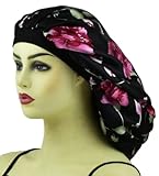 Extral Large Satin Sleep Bonnet Cap for Women & Girls, Elastic Wide Band Satin Bonnet Sleeping Night Cap & Hat for Natural Curly Hair, Long Braids