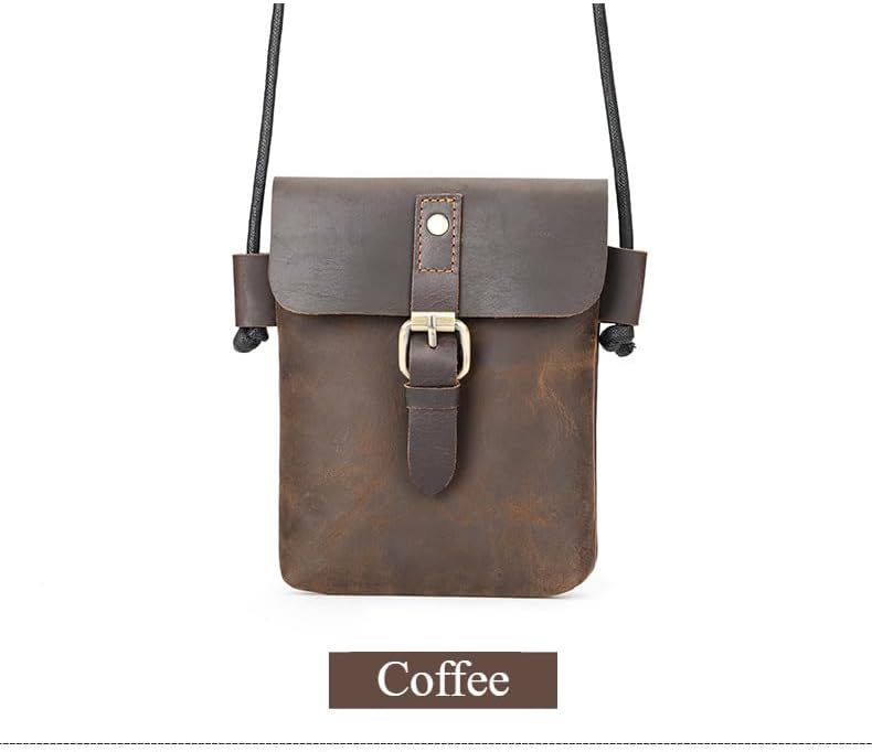 Smooth Cowhide Messenger Bag for Men - Trendy Crossbody Bag with Detachable Shoulder Strap Gift Box - Image 5