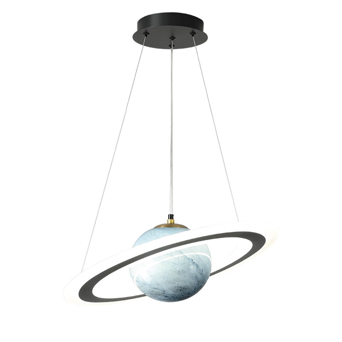 HYJAUSXB Pendant Lamps 52W LED Chandelier Creative Adjustable Round Fixture Modern Blue Glass Nursery Ceiling Hanging Lamp Study Room