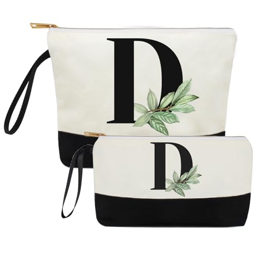 Image of FFpaw Travel Cosmetic Bag, Personalized Makeup Bag Initial Cosmetic Bags for Women Makeup Bag Pouch Small Travel Toiletry Bag Organizer Makeup Brush Holder Bag Birthday Gift for Women Girls