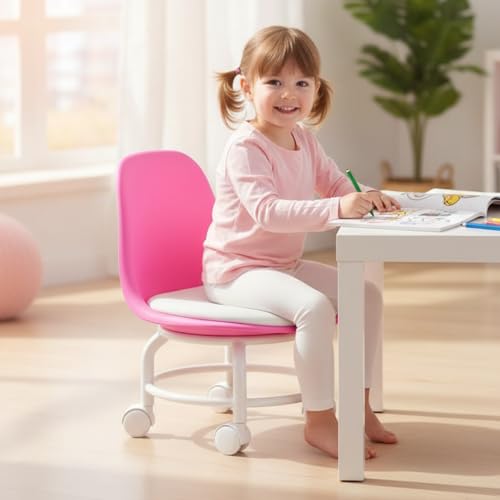 Image of The Tickle Toe Acrylic 360 Rotatable Chair | Mini Swivel Chair | High Resilience | Durable Backrest | Smart Wheels | Ideal for Adults & Kids | Pink