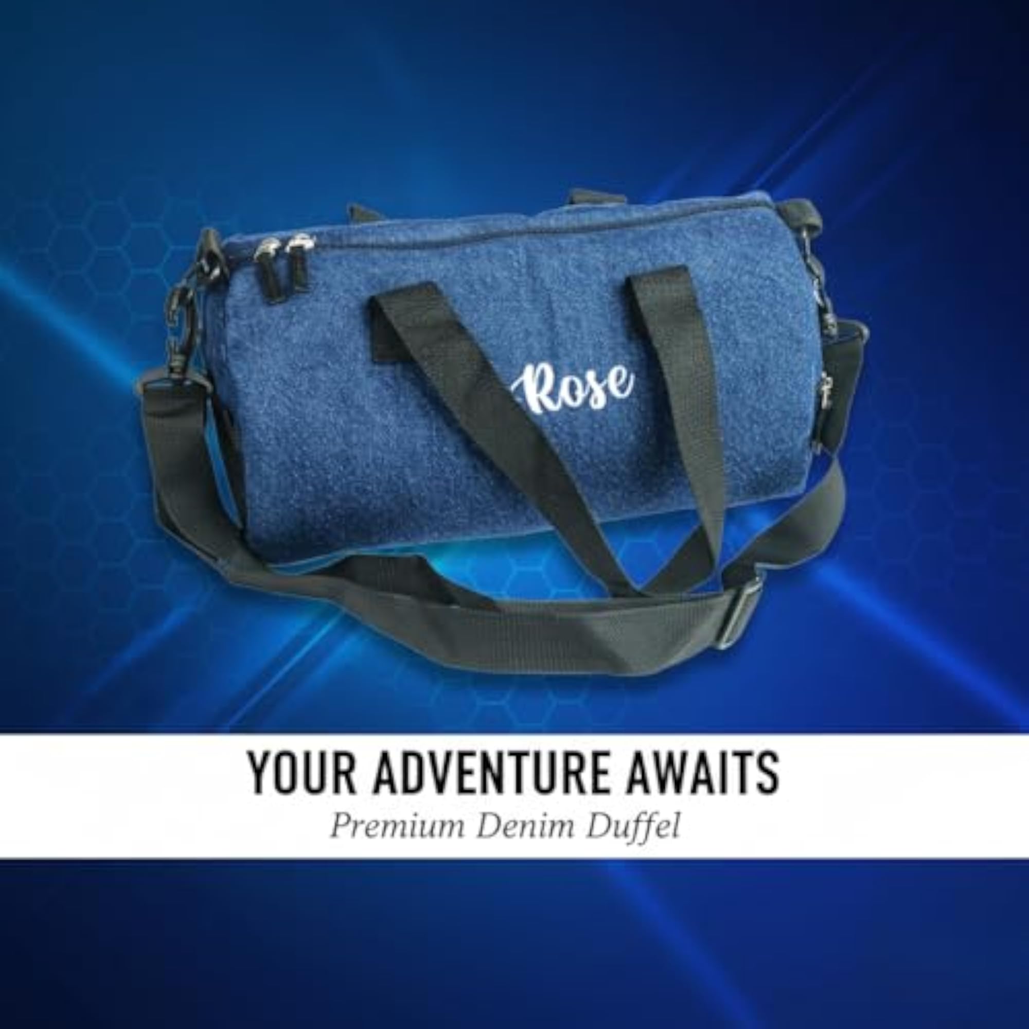 Personalized Denim Duffle Bag for Travel & Gym