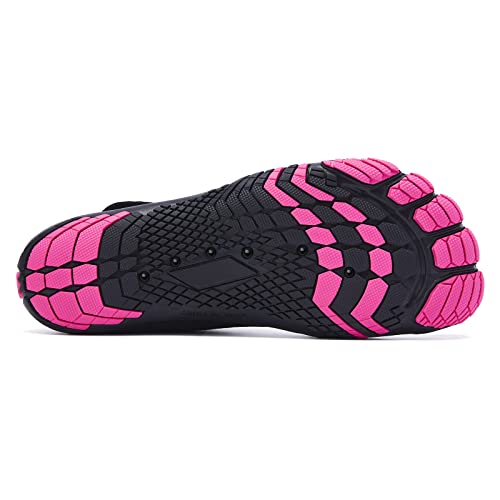 Racqua Mens Womens Water Shoes Quick Dry Barefoot Lightweight Shoes Beach Swim Sport Shoes Hiking Pool Surfing Diving Aqua Shoes Black/Rose 9.5 Women/8.5 Men #TOP3