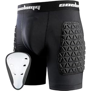 COOLOMG Youth Boys Sliding Shorts with Athletic Cup Compression Shorts for Baseball Football Lacrosse