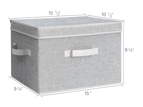 Image of StorageWorks Fabric Storage Bins with Lid, Decorative Storage Boxes for Shelves, Stackable Closet Organizer Basket with Handles, Large, Gray, 2-Pack