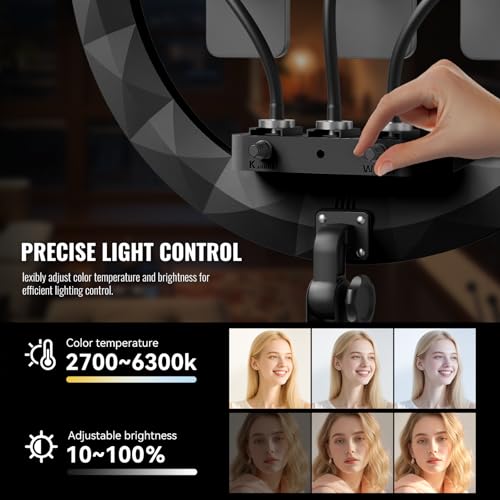 Image of Large Ring Light with Stand, 19 inch Ring Light Tripod for iPhone, Professional Led Ringlight for Live Streaming, Barber, Makeup, YouTube, Tiktok, Black