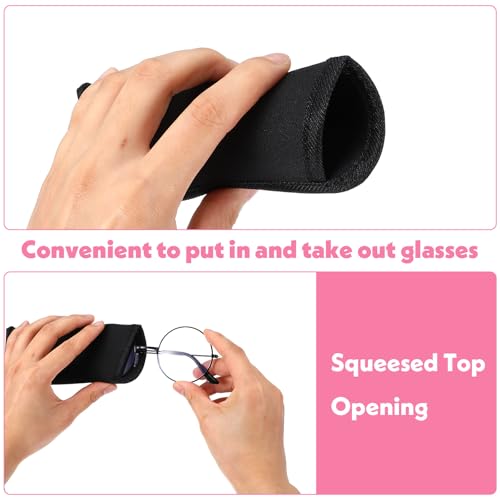 Image of YUXIANLB 6Pcs Slip in Eyeglasses Cases, Reading Glasses Pouch, Fabric Spectacle Pouch, Soft Slim Glasses Slip in Glasses Sleeve, Black Eye glasses Pouch Bag
