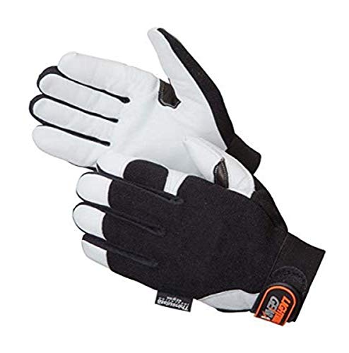 Liberty Glove & Safety 0856M Lightning Gear Goatskin Leather Mechanic Glove with Reinforced Thumb Crotch, Medium, White (Pack of 1 Pair)