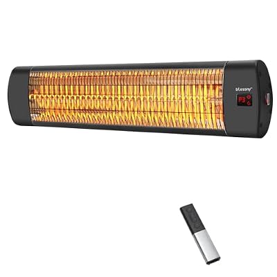 blessny Outdoor Heater for Patio, 1500W Wall Mounted Electric Infrared Heaters for Garage, Workshop, Greenhouse, 24 Hours Timer with Remote Control, IP65 Waterproofed