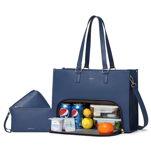 Keyli 3PCS Sets Lunch Tote Bag for Women Laptop Bag for Women 15.6 Inch with Insulated Lunch Compartment Computer Briefcase Waterproof Handbag Large Capacity Business Teacher Office Laptop Purse