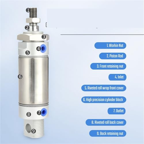 Vérin pneumatique double effet MA40 à course fluide de 300 mm