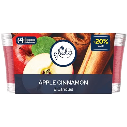 Glade - Glade Scented Candle, Apple Cinnamon, 1 Wick Candle, Air Freshener Infused with Essential Oils for Home Fragrance, 2 Count (Packaging May Vary)