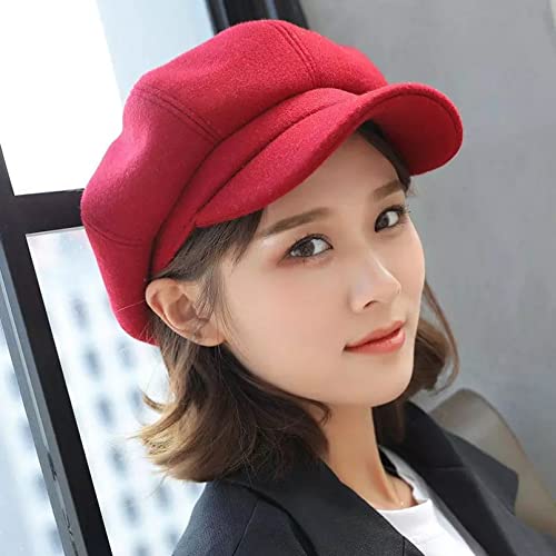 Automne Hiver Chapeaux pour Femmes Solide Uni Octogonalboy Cap Hommes Dames Chapeau Béret d’Hiver Femmes Peintre Casquette Cadeaux de Noël et d'halloween