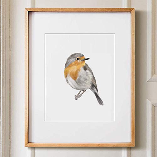 Triple Studio Bird Art Print, Bird Wall Decor, Garden Watercolor Painting, Bird Lover Woodland Birthday Gift, Unframed, Signed By Artist (8X10" Unframed, Robin Bird) #TOP2
