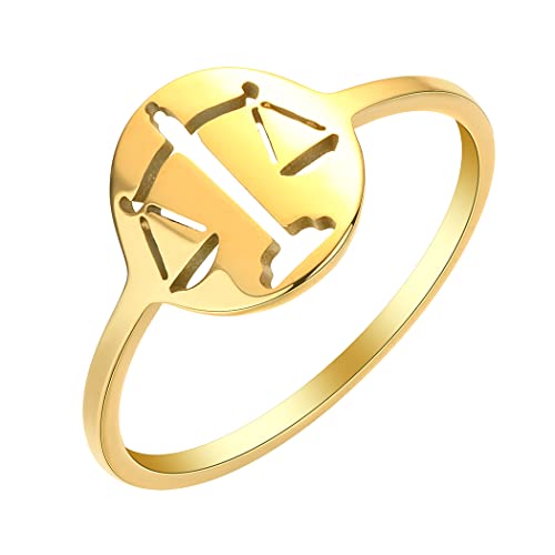 Bague Balance en acier inoxydable pour femme | Bijou d'astrologie constellation