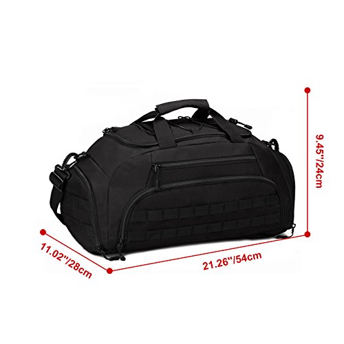 Protector Plus 35L Travel Duffel Backpack Luggage Gym Sports Bag Large Tote Portable 3-Ways Shoulder School Messenger Backpacking For Fitness Hiking Traveling Camping (Black)