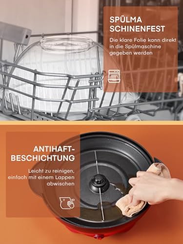Bild 5 - Popcornmaschine - 5.5L Großer Inhalt - HOUSNAT 800W Zuhause Popcorn Maker Machine mit Antihaftbeschichtung und Abnehmbares Heizfläche - Stille und Schnelle - Maschine