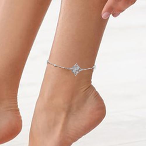Image of YAFEINI Nudo de Bruja Plata 925 Original Witches Knot Anklet Sterling Silver Witch Foot Jewelry Witchy Gifts for Women