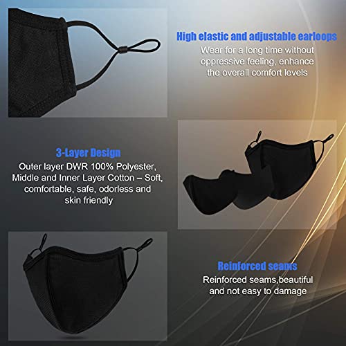 Comfso 5 Pack (Large Size) 3Layer Face Masks With Adjustable Ear Loop Reusable And Washable Dust Proof Cloth Mouth Protector For Women And Men #TOP7