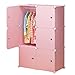 Penderie Armoire portable pour suspendre des vêtements Chambre à coucher Modulaire Résine Résine Assemblage Vêtements Cabinet Armoire de rangement Enregistrer Space Rose Garde-Robe