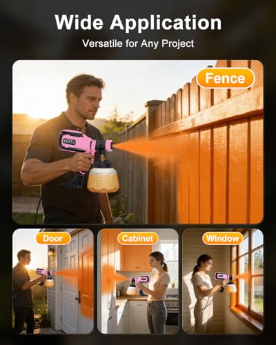 Image of Paint Sprayer, HVLP Spray Gun with Cleaning & Blowing Joints, 4 Nozzle Sizes & 3 Spray Patterns, Easy to Clean, for Furniture, Cabinets, Decks, Walls, Doors, DIY Projects, etc.