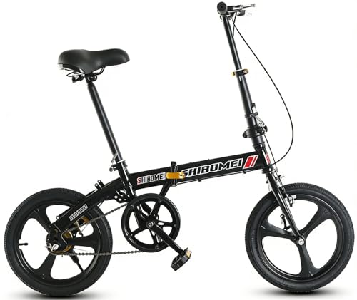 Kcolic Mini Bicicleta Plegable, Bicicleta Urbana Ultraligera 12/14/16 Pulgadas, Capacidad Carga Máxima 150 Kg, Fácil Plegar 10 Segundos. El Cuadro Está Hecho Acero Carbono Engrosado Black,16in