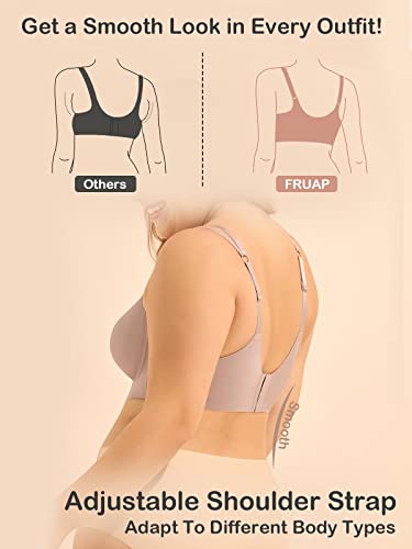 Fruap Bralettes For Women, Seamless Bra With Full Coverage, Wireless Bra Comfort Fixed Pad And Lace As Everyday Bra (As1, Alpha, L, Regular, Regular, Mink) #TOP2