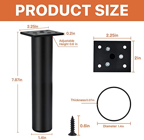 4 Piece Stainless Steel Furniture Legs, Milkary 8 Inch Height Adjustable Thickened Metal Cabinet Desk Leg Replacement Legs With Screws For Table Chair Sofa Bed #TOP1