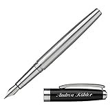 Pierre Cardin Füllhalter CHRISTOPHE Chrom Schwarz mit Laser-Gravur