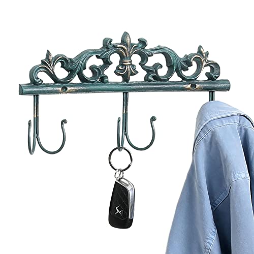 Mygift Wall Mounted Rustic Turquoise Metal Coat Rack, Decorative Vintage Style Entryway Storage Hooks For Hats, Coats, Keys #TOP3