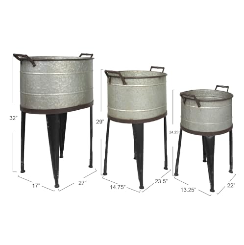 Creative-Co-Op-Silver-Metal-BucketsPlanters-Set-of-3-Sizes Creative Co Op Silver Metal BucketsPlanters Set of 3 Sizes