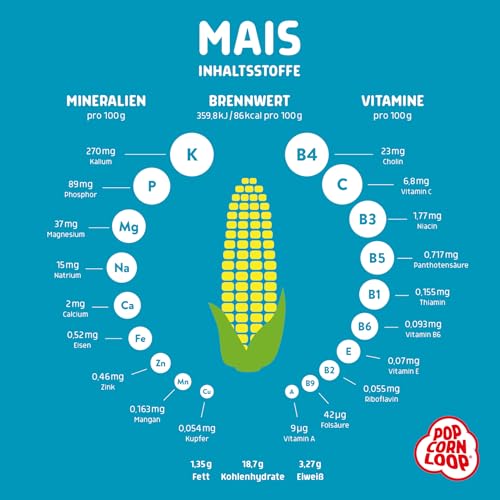 Popcorn Mais Mushroom 2 KILO für Popcornmaschine Popcornloop Beste Qualität Ohne Gentechnik Vegan Glutenfrei