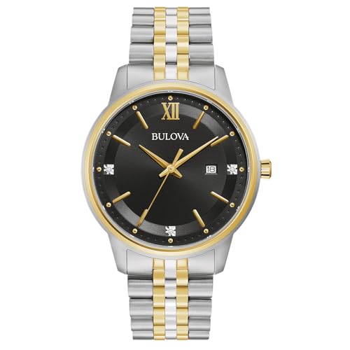 Image of Bulova Men's Dress Classic Diamond Watch, 3-Hand Date Quartz Watch, Stainless Steel Bracelet, 41mm