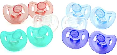 Bee Bee 10 Pacifiers Multiple Colors 6-12 Months Soft Silicone Orthodontic Shaped - Newborn Soothie Pacifier to Promote Natural Sucking for Baby Boys and Girls |BPA-Free