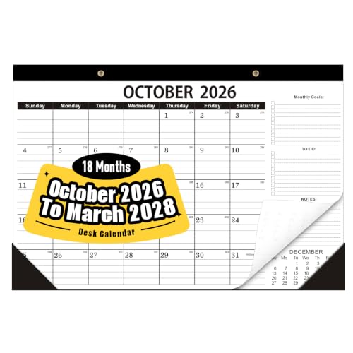Desk Calendar 2026-2027-October 2026 to March 2028-Calendar 2026-2027