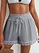 Dokotoo Women's Shorts Fashion Lace Trim Drawstring Elastic Waist Grey Short Pants Lightweight Loose Athletic Beach Vacation Clothes for Women XX-Large