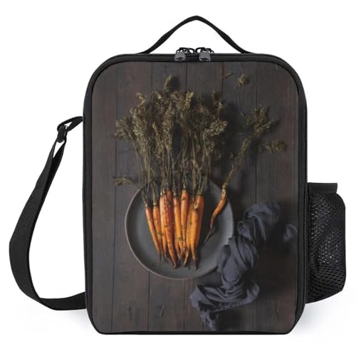 TFDGDGH Zanahorias asadas Bolsa Térmica Porta Alimentos Impresos Regalos para Maestros de Escuela Francesa Bolsas térmicas para el Almuerzo Bolsa Aislante para lonchera