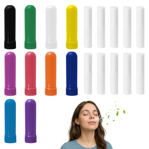 BOULESENM 10 Pièces Inhalateurs à Huiles Essentielles, Tubes d'Inhalation Portables Inhalateur Vierge avec Mèches Hygroscopiques,Idéaux pour Aromathérapie à Domicile ou en Déplacement
