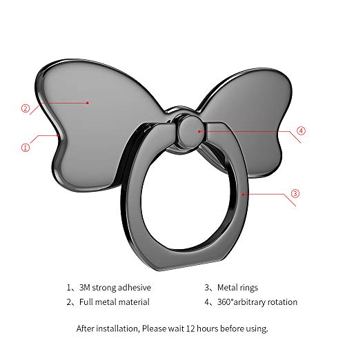 Pzoz Metal Cell Phone Finger Ring Stability Holder Back Stand Collapsible Hand Grip Knob Loop Car Mount Hook Kickstand 360 For Iphone Samsung Galaxy Mobile Cute Accessories (Black) #TOP1