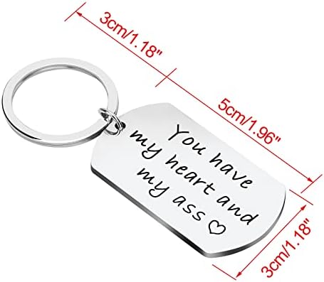 Valentines Keyring Gifts for Him Husband Boyfriend, Funny Couple Valentines Day Christmas Birthday Anniversary Wedding Keychain Gift for Men from Girlfriend Wife, You Have My Heart Key Pendant Present