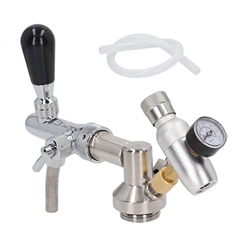 Image of Tissting Beer Keg Dispenser Kit with Adjustable Faucet & Pressure Gauge, Stainless Steel Home Brewing Regulator Equipment for 1.8-10L Kegs, Easy to Clean & Durable